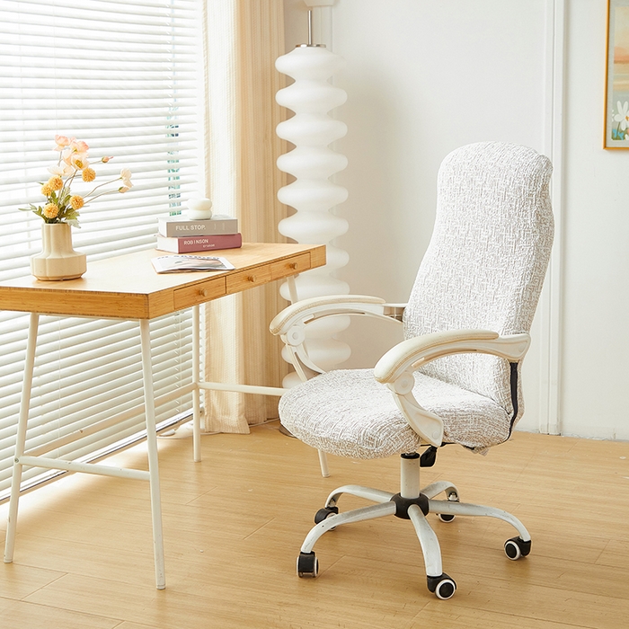 91家纺网 家纺一手货源 找家纺 丝绮鹿 2025新款竹节雪尼尔拉链款电脑椅套 竹节雪尼尔-温柔咖