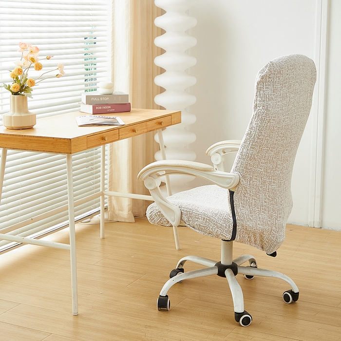 91家纺网 家纺一手货源 找家纺 丝绮鹿 2025新款竹节雪尼尔拉链款电脑椅套 竹节雪尼尔-温柔咖