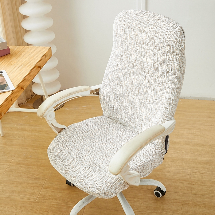 91家纺网 家纺一手货源 找家纺 丝绮鹿 2025新款竹节雪尼尔拉链款电脑椅套 竹节雪尼尔-温柔咖