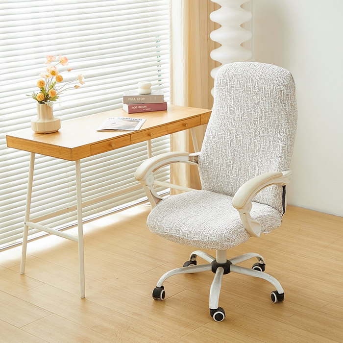 91家纺网 家纺一手货源 找家纺 丝绮鹿 2025新款竹节雪尼尔拉链款电脑椅套 竹节雪尼尔-温柔咖