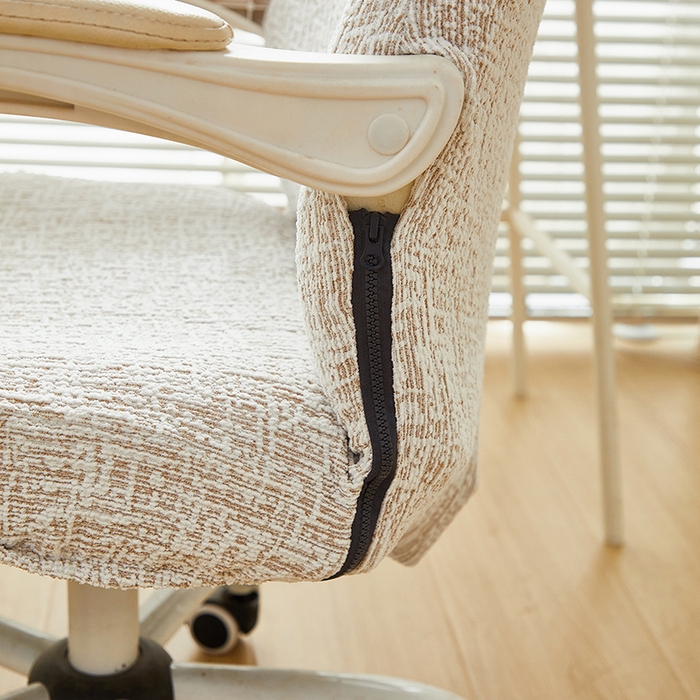 91家纺网 家纺一手货源 找家纺 丝绮鹿 2025新款竹节雪尼尔拉链款电脑椅套 竹节雪尼尔-温柔咖