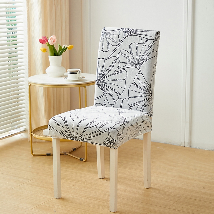 91家纺网 家纺一手货源 找家纺 丝绮鹿 2025新款银杏叶松紧款椅套 银杏叶-象牙白