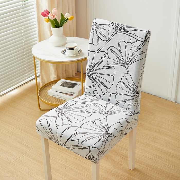 91家纺网 家纺一手货源 找家纺 丝绮鹿 2025新款银杏叶松紧款椅套 银杏叶-象牙白