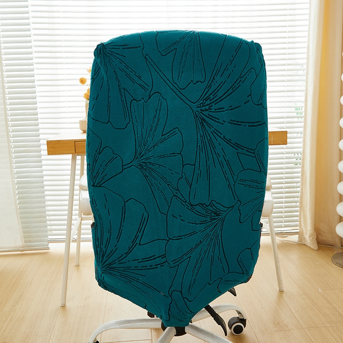 91家纺网 家纺一手货源 找家纺 丝绮鹿 2025新款银杏叶拉链款办公电脑椅套 银杏叶-黛蓝