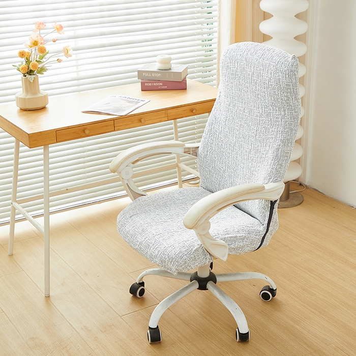 丝绮鹿 2025新款竹节雪尼尔拉链款电脑椅套 竹节雪尼尔-月光浅灰