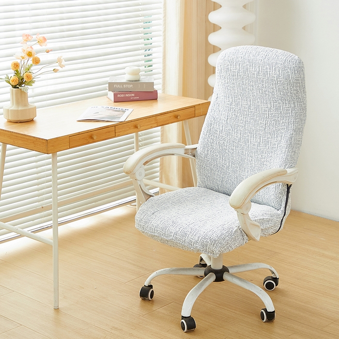 91家纺网 家纺一手货源 找家纺 丝绮鹿 2025新款竹节雪尼尔拉链款电脑椅套 竹节雪尼尔-月光浅灰