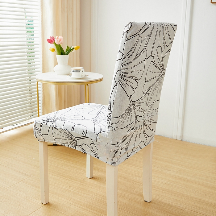 91家纺网 家纺一手货源 找家纺 丝绮鹿 2025新款银杏叶松紧款椅套 银杏叶-象牙白