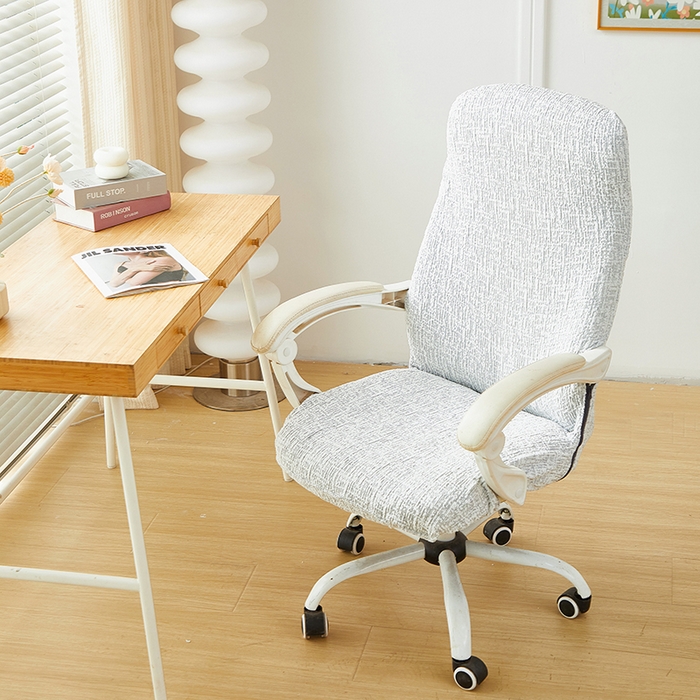 91家纺网 家纺一手货源 找家纺 丝绮鹿 2025新款竹节雪尼尔拉链款电脑椅套 竹节雪尼尔-月光浅灰