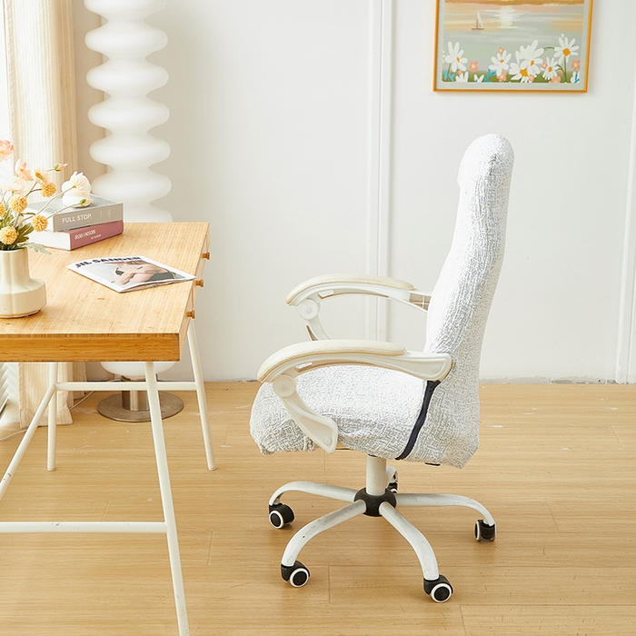 91家纺网 家纺一手货源 找家纺 丝绮鹿 2025新款竹节雪尼尔拉链款电脑椅套 竹节雪尼尔-月光浅灰