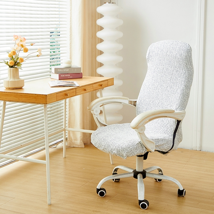 91家纺网 家纺一手货源 找家纺 丝绮鹿 2025新款竹节雪尼尔拉链款电脑椅套 竹节雪尼尔-月光浅灰