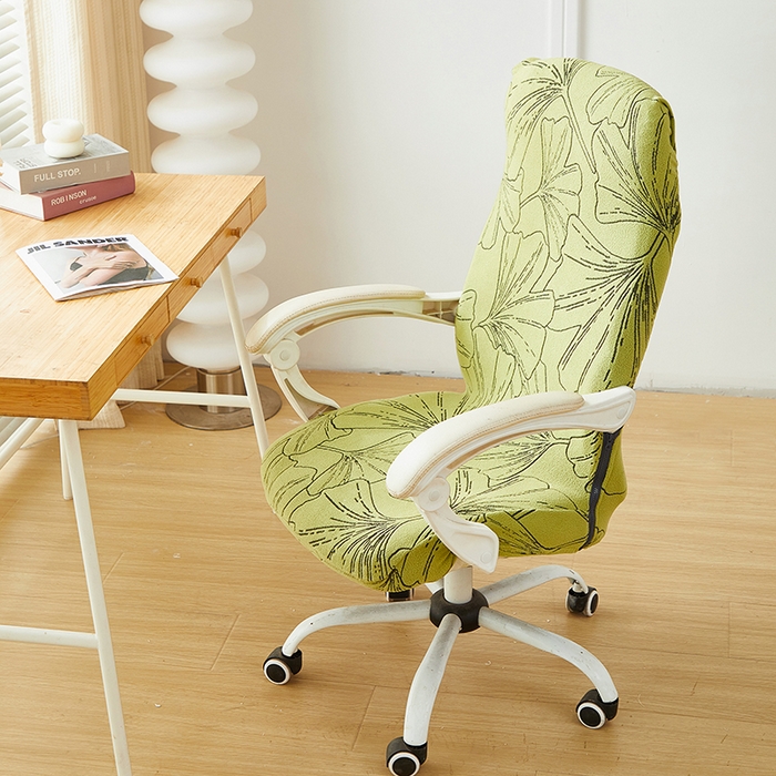 91家纺网 家纺一手货源 找家纺 丝绮鹿 2025新款银杏叶拉链款办公电脑椅套 银杏叶-橄榄绿