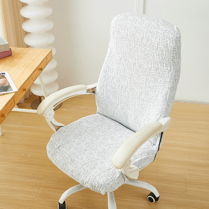 91家纺网 家纺一手货源 找家纺 丝绮鹿 2025新款竹节雪尼尔拉链款电脑椅套 竹节雪尼尔-月光浅灰