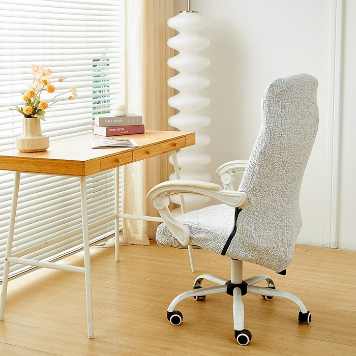 91家纺网 家纺一手货源 找家纺 丝绮鹿 2025新款竹节雪尼尔拉链款电脑椅套 竹节雪尼尔-月光浅灰