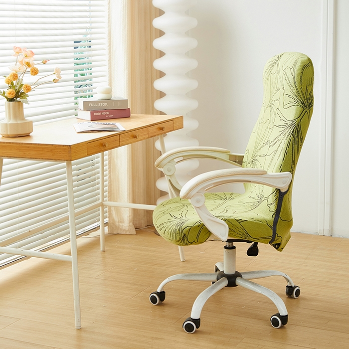 91家纺网 家纺一手货源 找家纺 丝绮鹿 2025新款银杏叶拉链款办公电脑椅套 银杏叶-橄榄绿