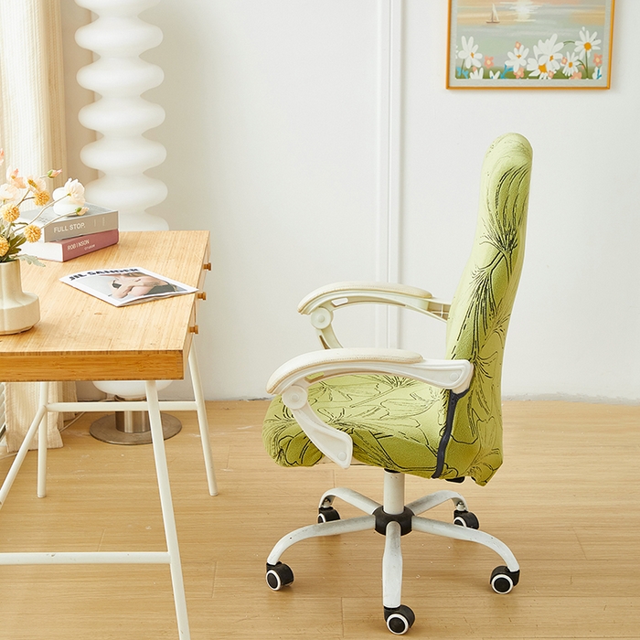 91家纺网 家纺一手货源 找家纺 丝绮鹿 2025新款银杏叶拉链款办公电脑椅套 银杏叶-橄榄绿