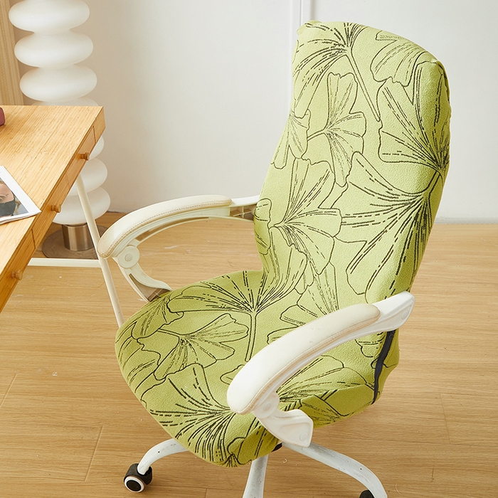 91家纺网 家纺一手货源 找家纺 丝绮鹿 2025新款银杏叶拉链款办公电脑椅套 银杏叶-橄榄绿