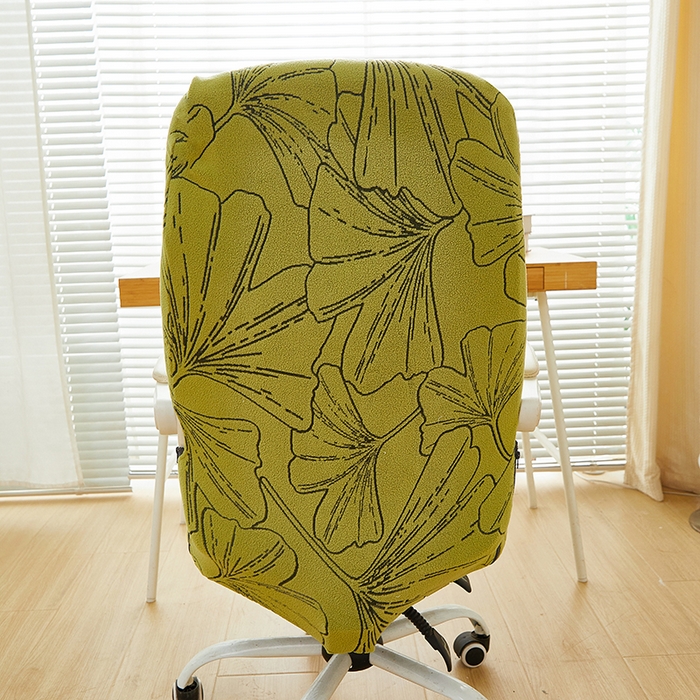 91家纺网 家纺一手货源 找家纺 丝绮鹿 2025新款银杏叶拉链款办公电脑椅套 银杏叶-橄榄绿