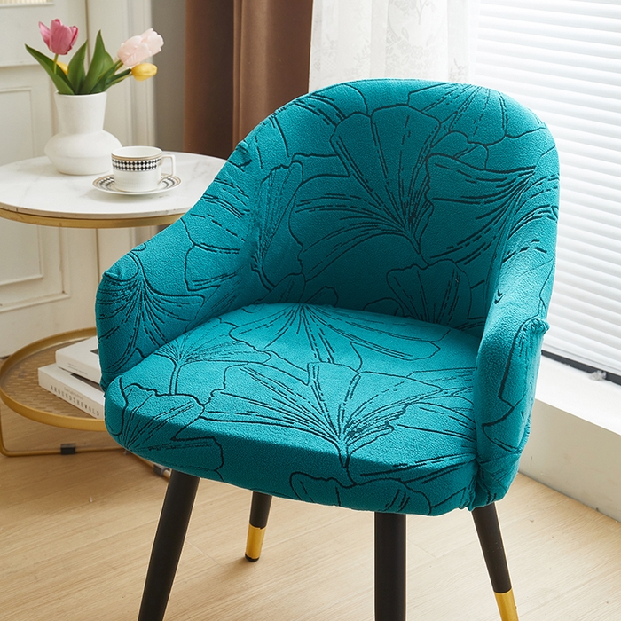 91家纺网 家纺一手货源 找家纺 丝绮鹿 2025新款银杏叶高扶手椅套 银杏叶-黛蓝