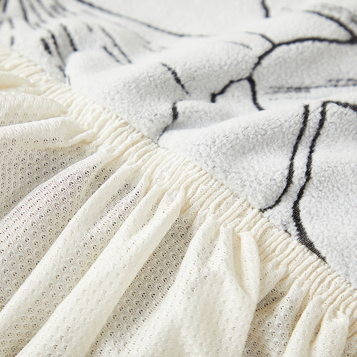 91家纺网 家纺一手货源 找家纺 丝绮鹿 2025新款银杏叶裙摆款椅套 银杏叶-象牙白