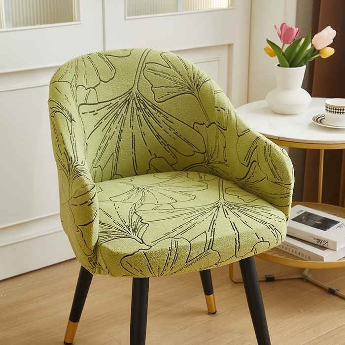 91家纺网 家纺一手货源 找家纺 丝绮鹿 2025新款银杏叶高扶手椅套 银杏叶-橄榄绿