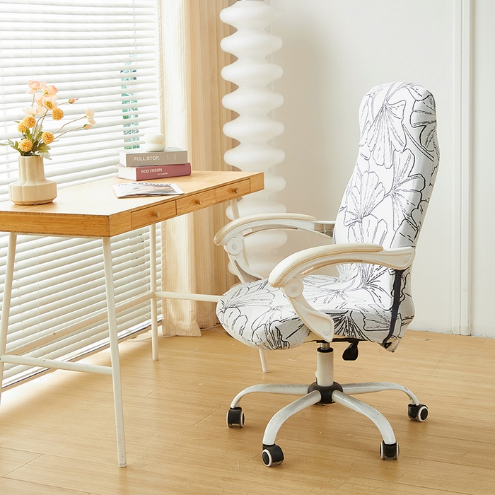 91家纺网 家纺一手货源 找家纺 丝绮鹿 2025新款银杏叶拉链款办公电脑椅套 银杏叶-象牙白