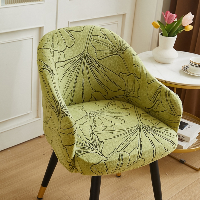 91家纺网 家纺一手货源 找家纺 丝绮鹿 2025新款银杏叶高扶手椅套 银杏叶-橄榄绿