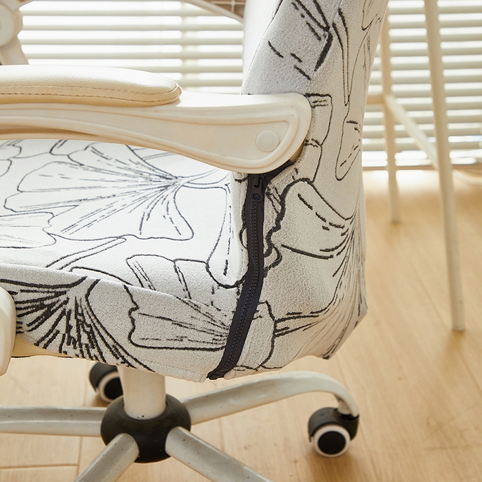 91家纺网 家纺一手货源 找家纺 丝绮鹿 2025新款银杏叶拉链款办公电脑椅套 银杏叶-象牙白