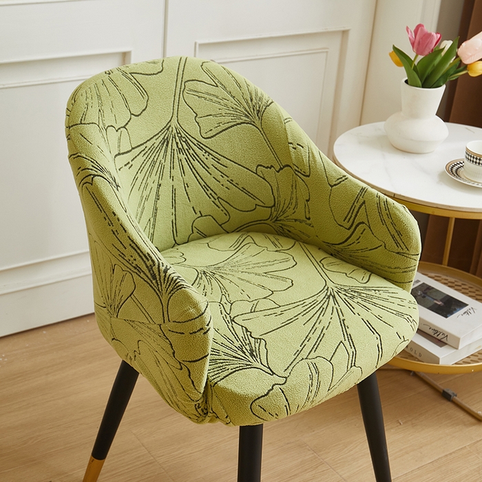91家纺网 家纺一手货源 找家纺 丝绮鹿 2025新款银杏叶高扶手椅套 银杏叶-橄榄绿