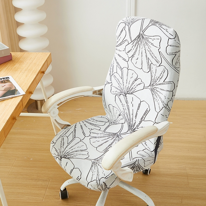 91家纺网 家纺一手货源 找家纺 丝绮鹿 2025新款银杏叶拉链款办公电脑椅套 银杏叶-象牙白