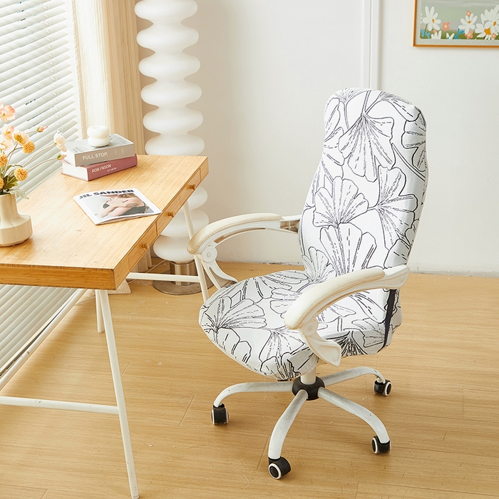 91家纺网 家纺一手货源 找家纺 丝绮鹿 2025新款银杏叶拉链款办公电脑椅套 银杏叶-象牙白