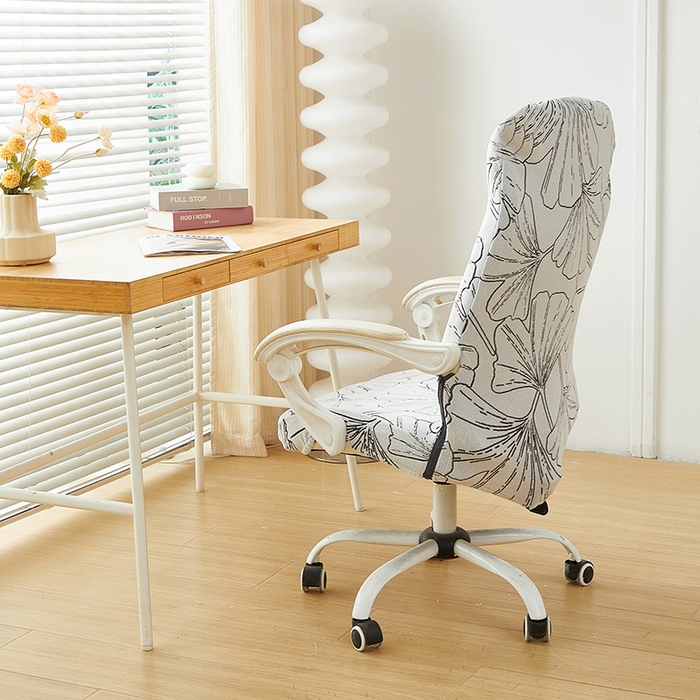 91家纺网 家纺一手货源 找家纺 丝绮鹿 2025新款银杏叶拉链款办公电脑椅套 银杏叶-象牙白