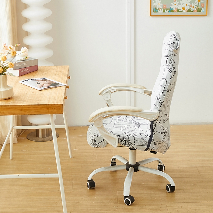 91家纺网 家纺一手货源 找家纺 丝绮鹿 2025新款银杏叶拉链款办公电脑椅套 银杏叶-象牙白