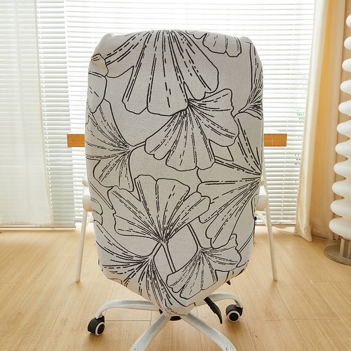 91家纺网 家纺一手货源 找家纺 丝绮鹿 2025新款银杏叶拉链款办公电脑椅套 银杏叶-象牙白