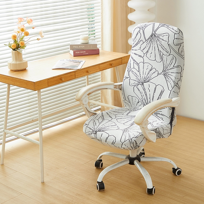 91家纺网 家纺一手货源 找家纺 丝绮鹿 2025新款银杏叶拉链款办公电脑椅套 银杏叶-象牙白