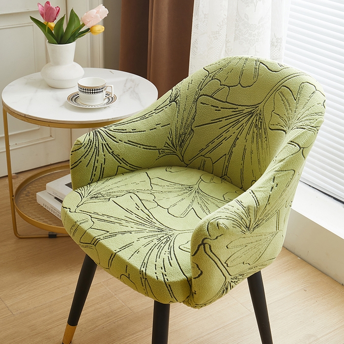 91家纺网 家纺一手货源 找家纺 丝绮鹿 2025新款银杏叶高扶手椅套 银杏叶-橄榄绿
