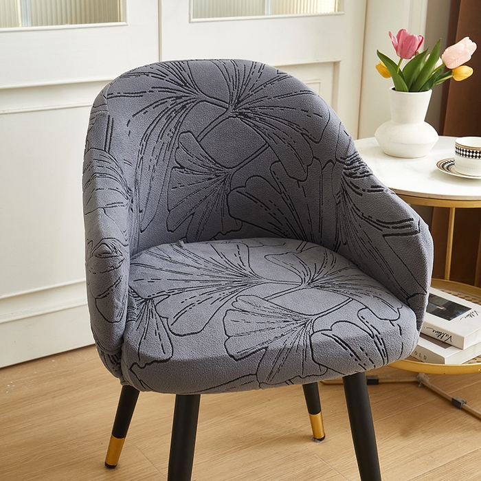 91家纺网 家纺一手货源 找家纺 丝绮鹿 2025新款银杏叶高扶手椅套 银杏叶-深灰