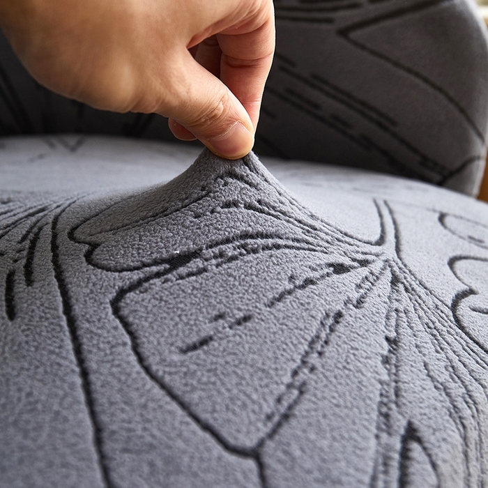 91家纺网 家纺一手货源 找家纺 丝绮鹿 2025新款银杏叶高扶手椅套 银杏叶-深灰