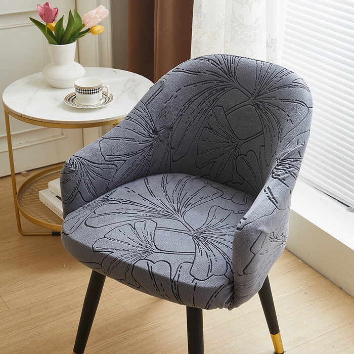 91家纺网 家纺一手货源 找家纺 丝绮鹿 2025新款银杏叶高扶手椅套 银杏叶-深灰