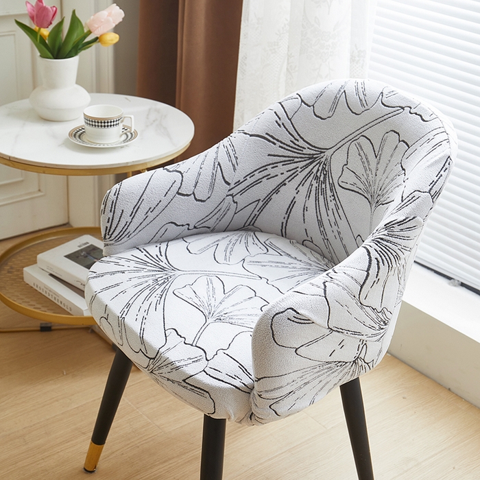 91家纺网 家纺一手货源 找家纺 丝绮鹿 2025新款银杏叶高扶手椅套 银杏叶-象牙白