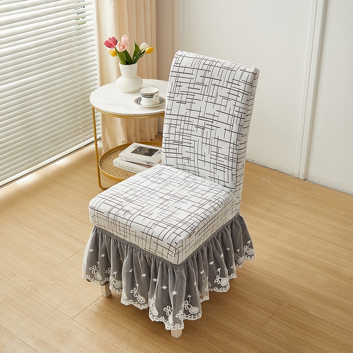 91家纺网 家纺一手货源 找家纺 丝绮鹿 2025新款极简裙摆款椅套 极简-灰