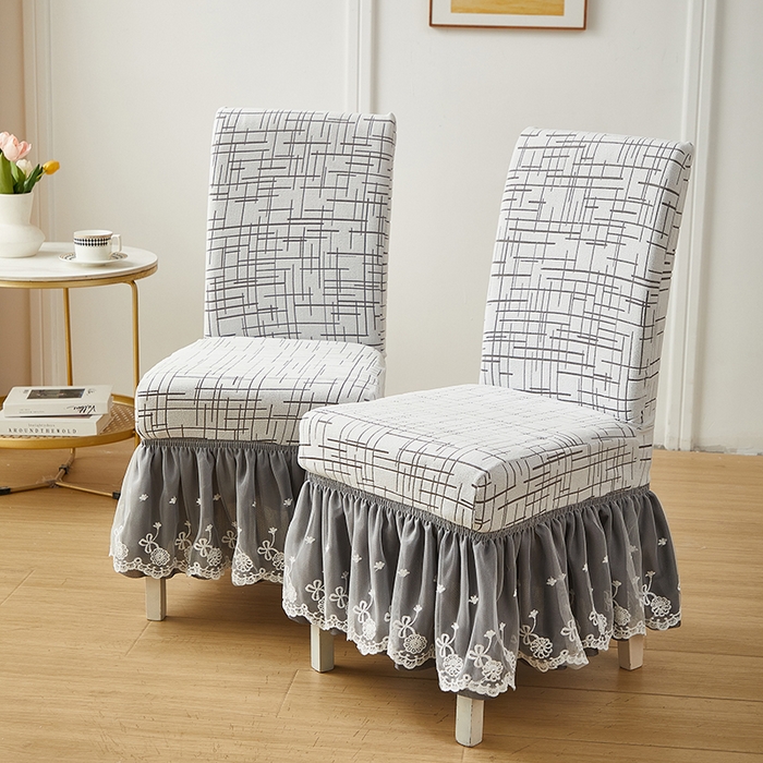 91家纺网 家纺一手货源 找家纺 丝绮鹿 2025新款极简裙摆款椅套 极简-灰