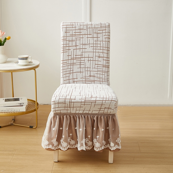 91家纺网 家纺一手货源 找家纺 丝绮鹿 2025新款极简裙摆款椅套 极简-咖