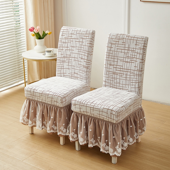 91家纺网 家纺一手货源 找家纺 丝绮鹿 2025新款极简裙摆款椅套 极简-咖