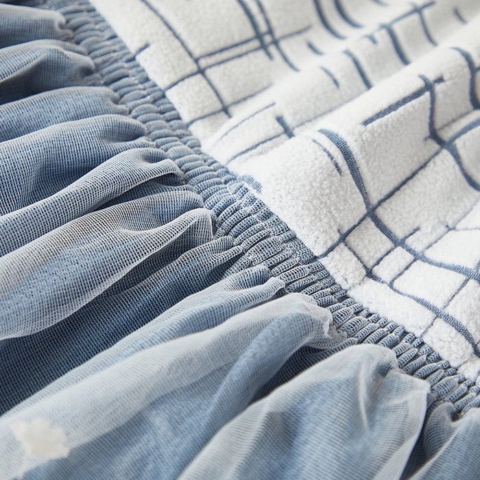 91家纺网 家纺一手货源 找家纺 丝绮鹿 2025新款极简裙摆款椅套 极简-蓝