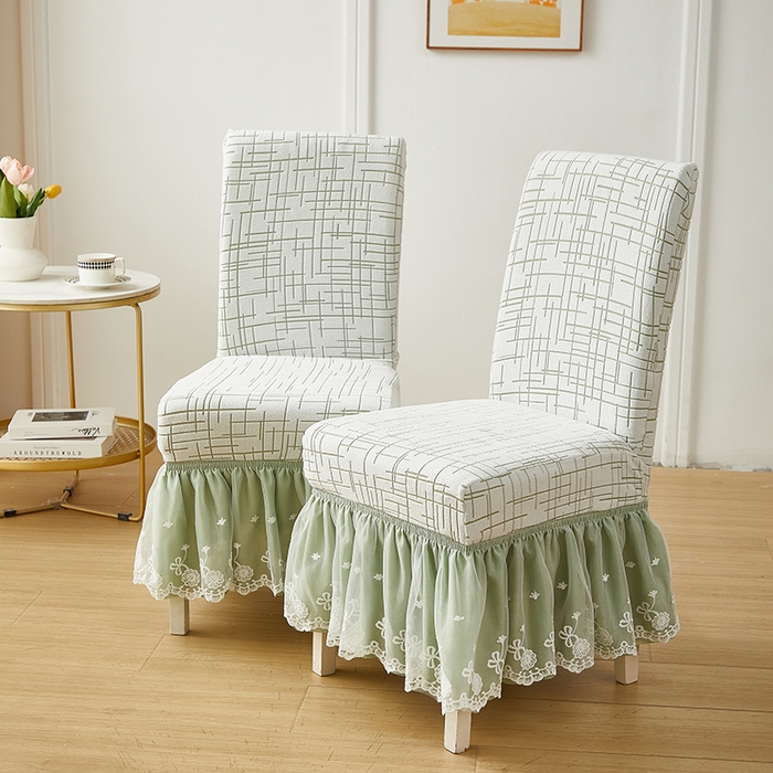 91家纺网 家纺一手货源 找家纺 丝绮鹿 2025新款极简裙摆款椅套 极简-绿