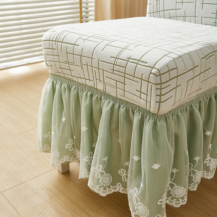 91家纺网 家纺一手货源 找家纺 丝绮鹿 2025新款极简裙摆款椅套 极简-绿