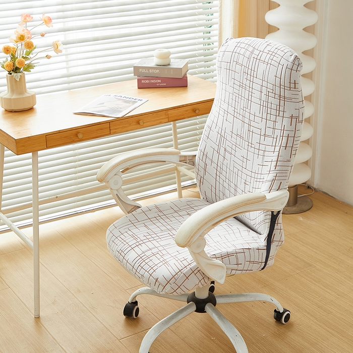 91家纺网 家纺一手货源 找家纺 丝绮鹿 2025新款极简拉链款办公电脑椅套 极简-咖