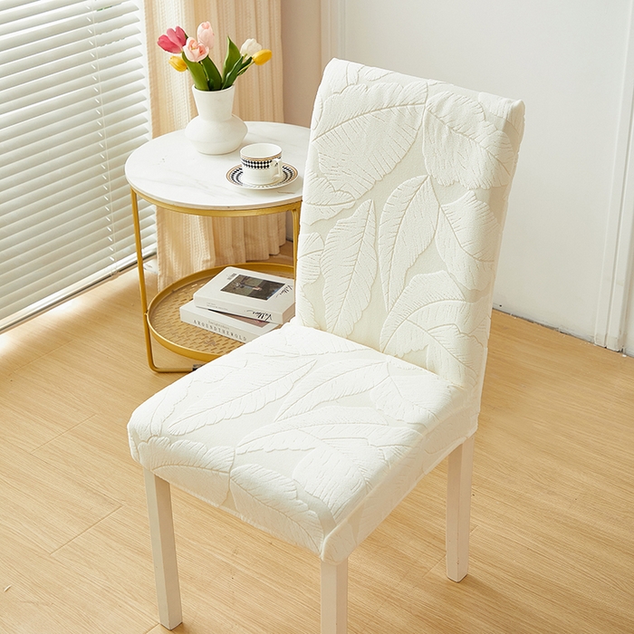 丝绮鹿 2025新款富贵叶松紧款椅套 富贵叶-米白