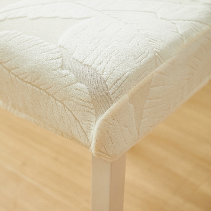 91家纺网 家纺一手货源 找家纺 丝绮鹿 2025新款富贵叶松紧款椅套 富贵叶-米白