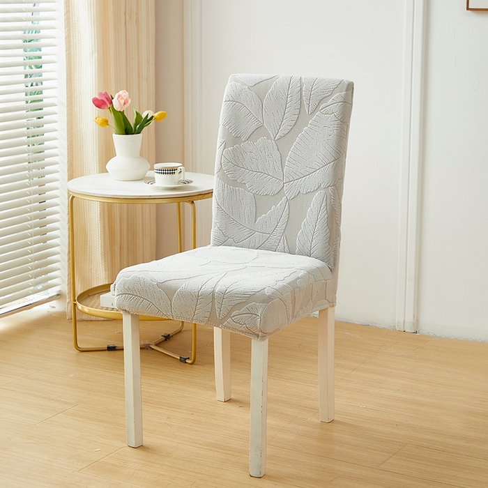 91家纺网 家纺一手货源 找家纺 丝绮鹿 2025新款富贵叶松紧款椅套 富贵叶-浅灰